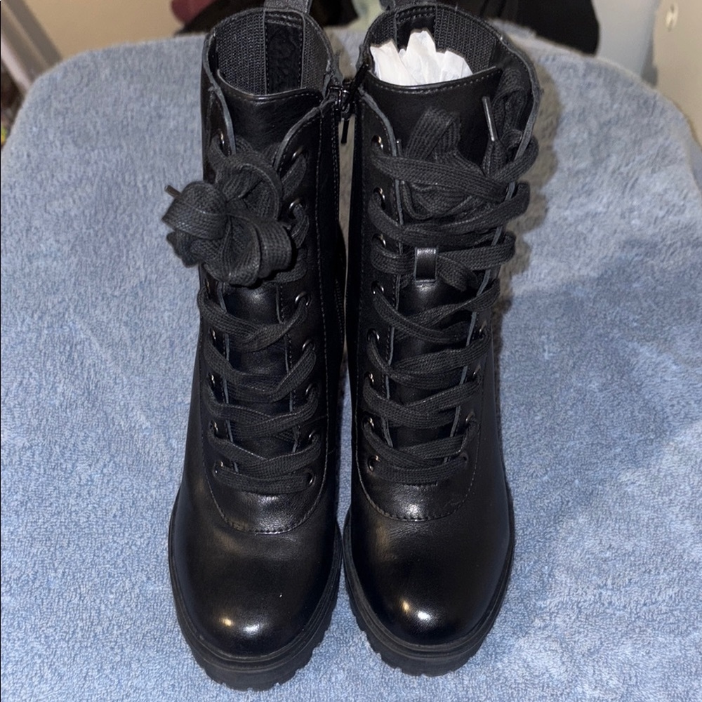 Steve Madden Black Combat Moto Boots